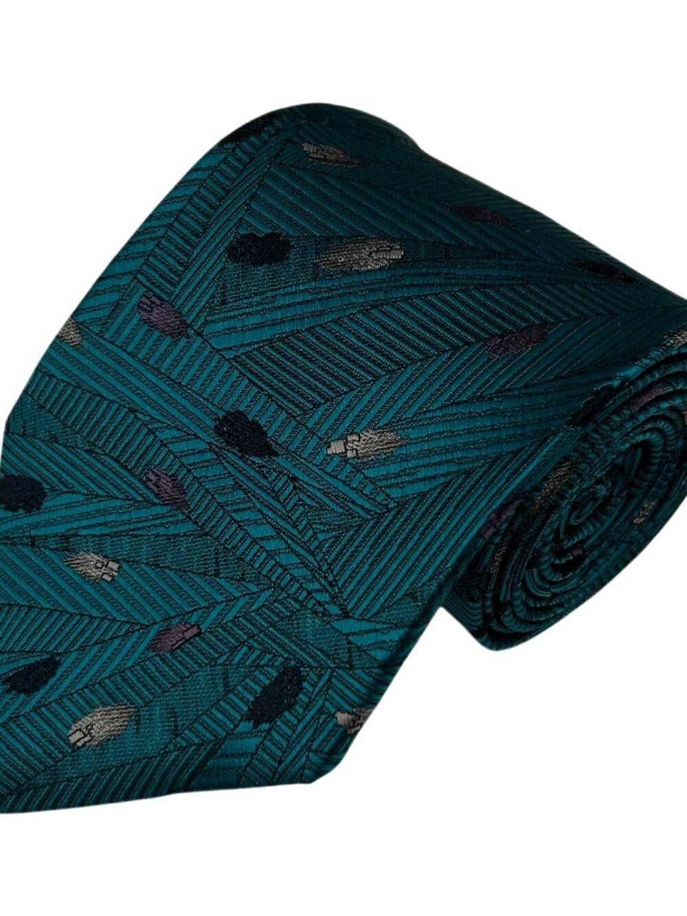 Eurosilk by Don Loper Vintage Teal Blue Black Abstract Necktie Tie